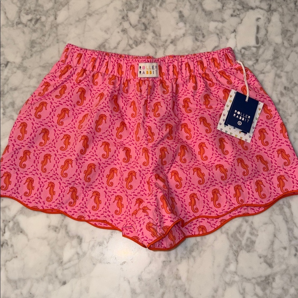 Roller Rabbit x Target Pink and Orange Seahorse Poplin Boxer Shorts XS